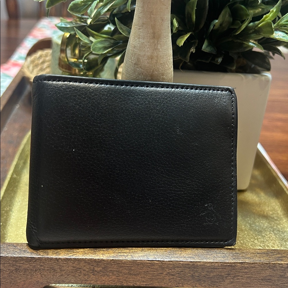 Original Penguin Black Premium Leather Bifold Wallet